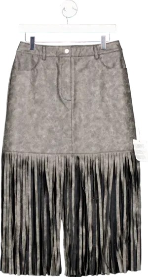 ASOS DESIGN Grey Fringe Detail Skirt UK 10