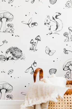 Bear & Beau Woodland Wallpaper In Putty