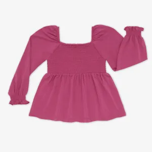 Berry Rose Smocked Peasant Top