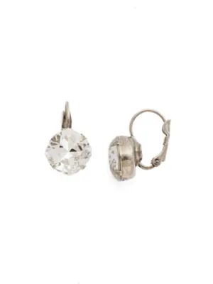 Cushion-Cut Dangle Earrings-Crystal