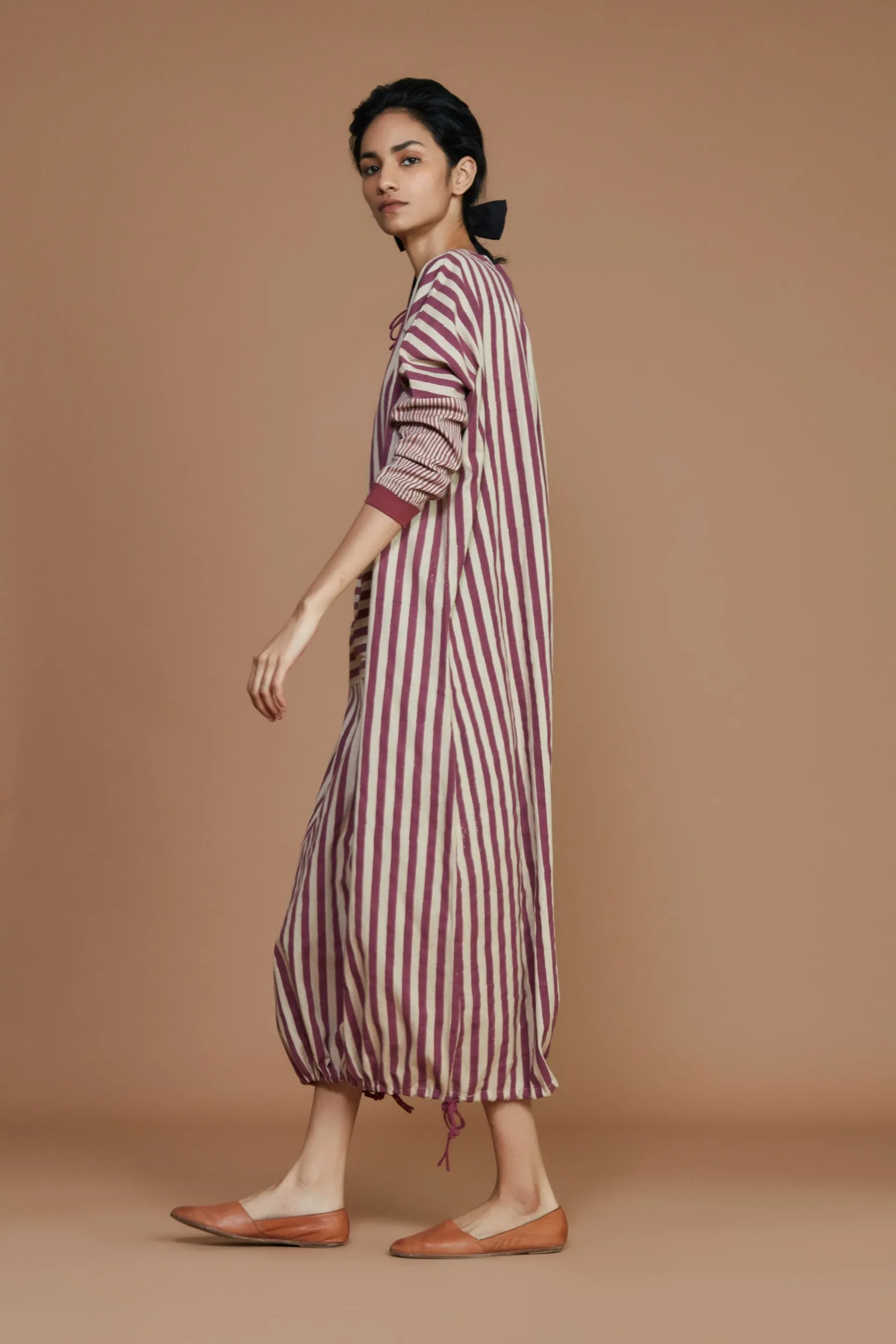 DS Ivory with Mauve Striped Dress