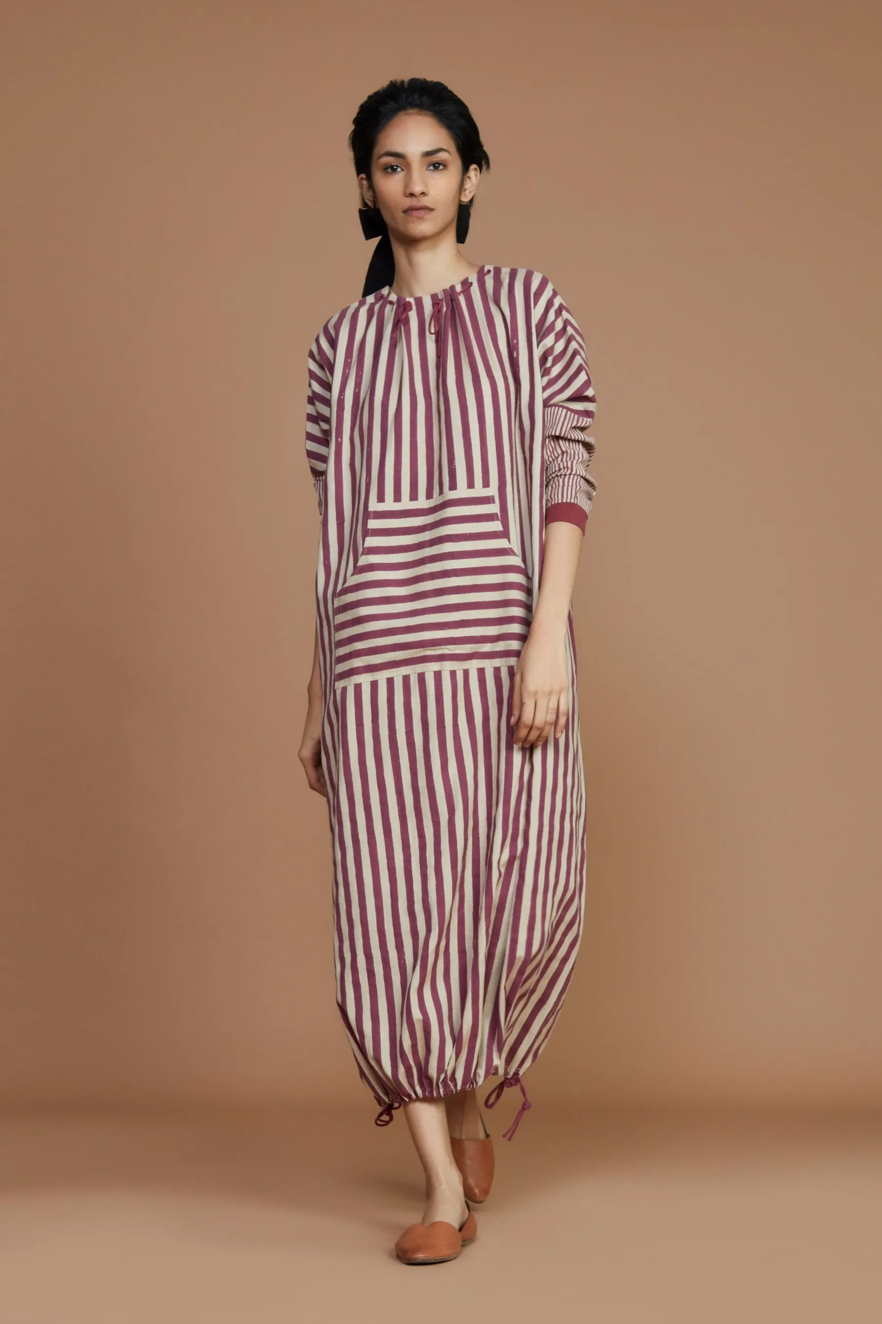 DS Ivory with Mauve Striped Dress