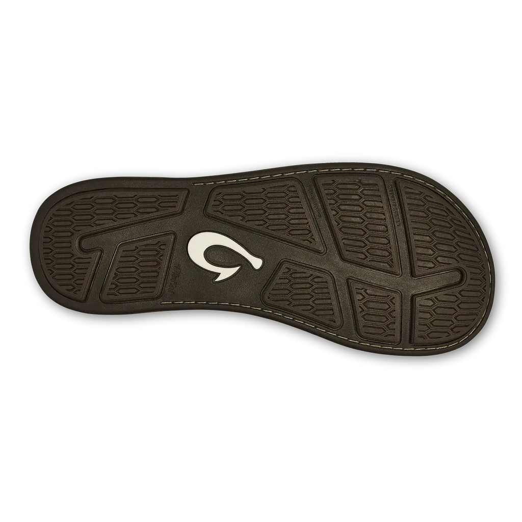 Olukai "Tuahine" Men's Leather Beach Sandals- Dark Wood