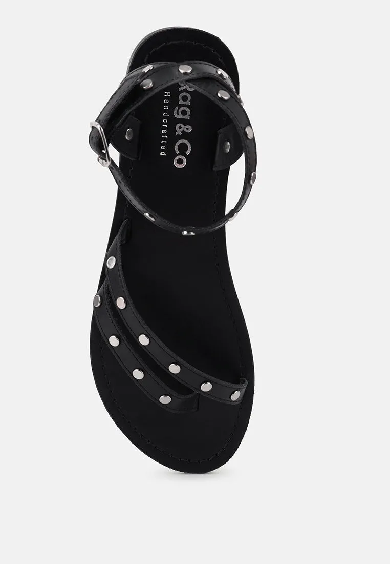 Oprah Studs Embellished Flat Sandals