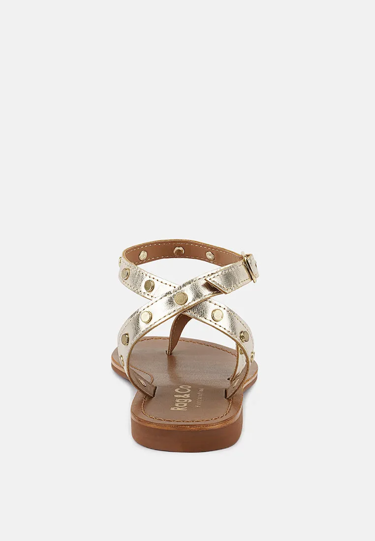 Oprah Studs Embellished Flat Sandals