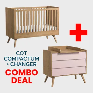 Vintage Cot, Compactum Pink & Changer Bundle