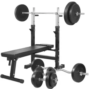 Weight Bench - Black with 100KG Vinyl Weight Set - Starlock (Combo)